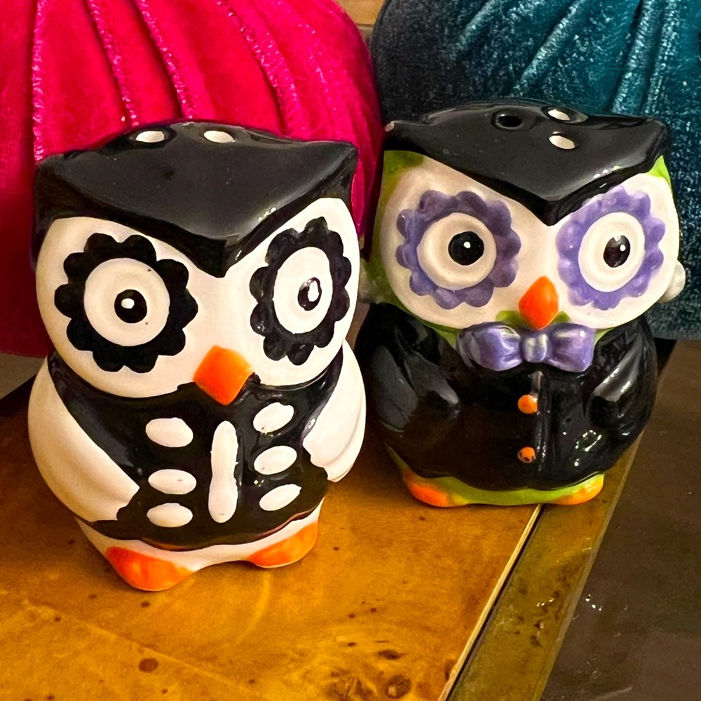 Owl Couple Porcelain Salt Shaker Vintage Ceramic